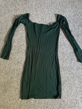 Garage Dark Green Long Sleeve Scoop Neck Bodycon Dress